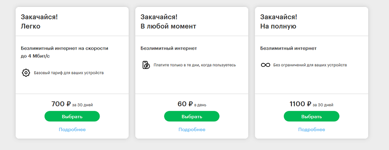 Интернет-тарифы МегаФон "Закачайся!"