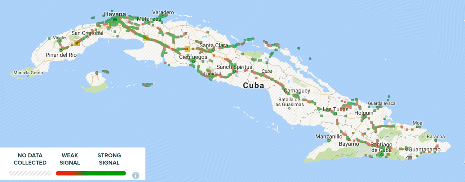 Покрытие GPRS интернета на Кубе<br>